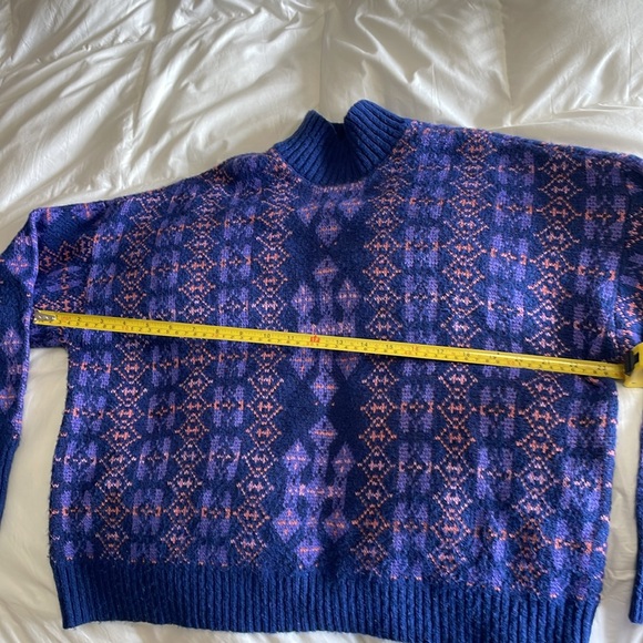 LANE BRYANT UEC Size 14/16 Long-Sleeve Mock-Neck Jacquard Cropped Sweater Blue - Picture 10 of 13